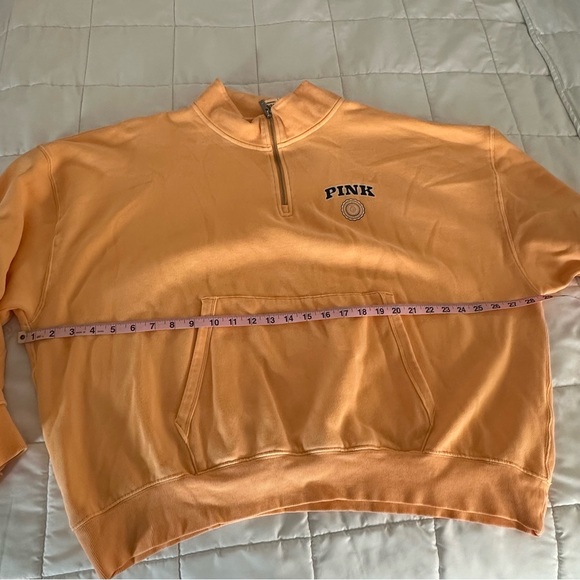 PINK Victoria's Secret Peach Quarter-Zip Pullover Sweatshirt Size XXL - Picture 9 of 9